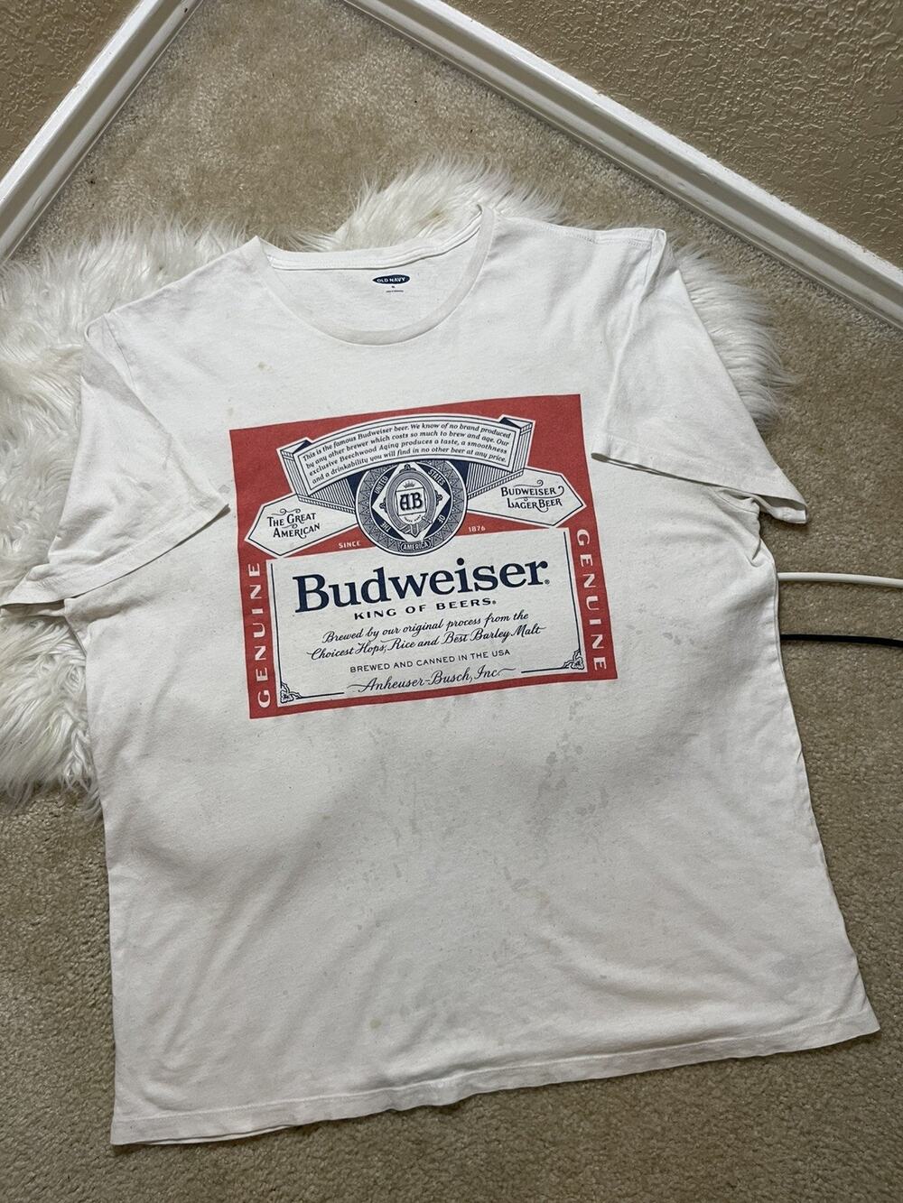 Budweiser Old Navy Graphic T-Shirt Short Sleeve Men's Size X-Large Beer Slogan